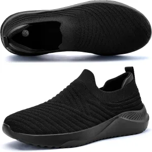 Womens Walking Shoes Slip on Sneakers Comfortable Knitted Mesh Sneakers Lightweight Casual Work Shoes