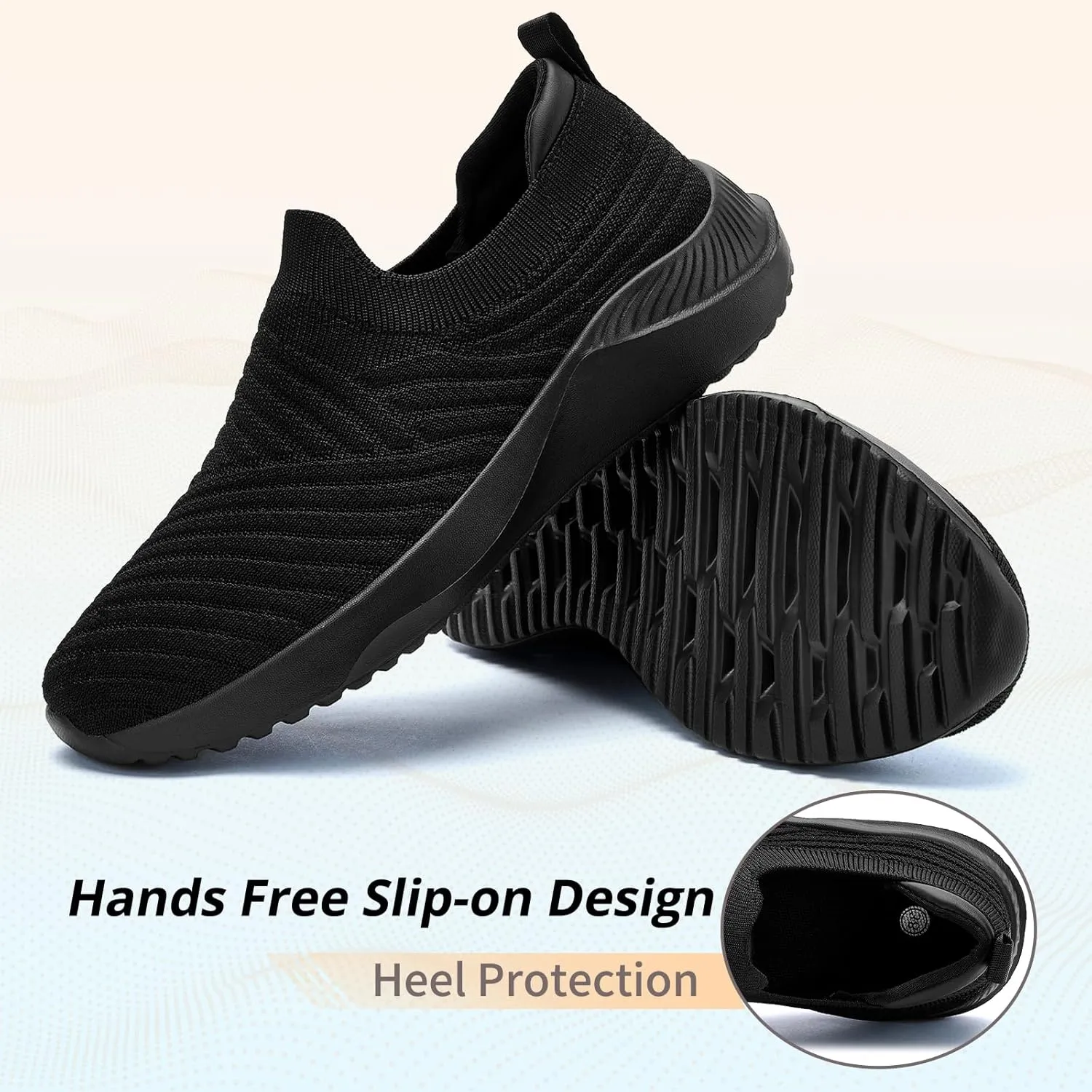 Womens Walking Shoes Slip on Sneakers Comfortable Knitted Mesh Sneakers Lightweight Casual Work Shoes