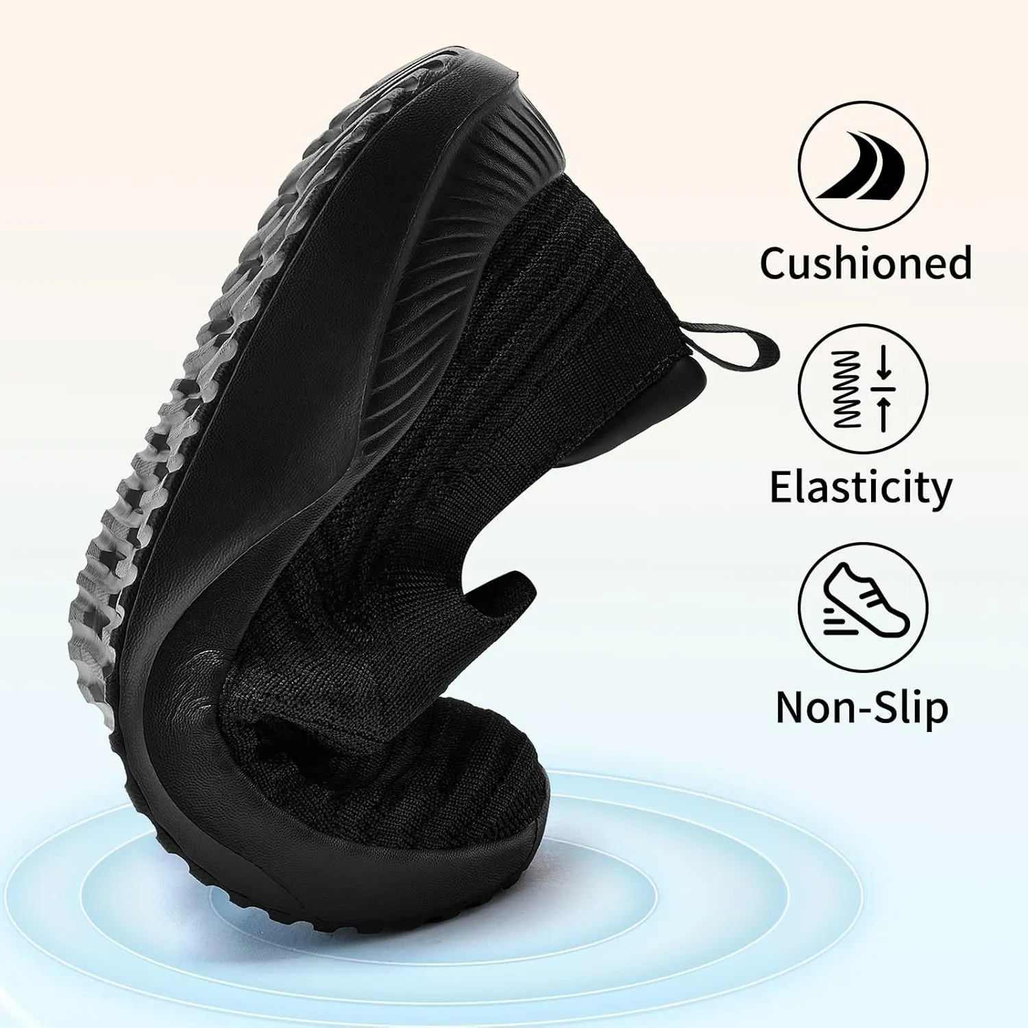 Womens Walking Shoes Slip on Sneakers Comfortable Knitted Mesh Sneakers Lightweight Casual Work Shoes