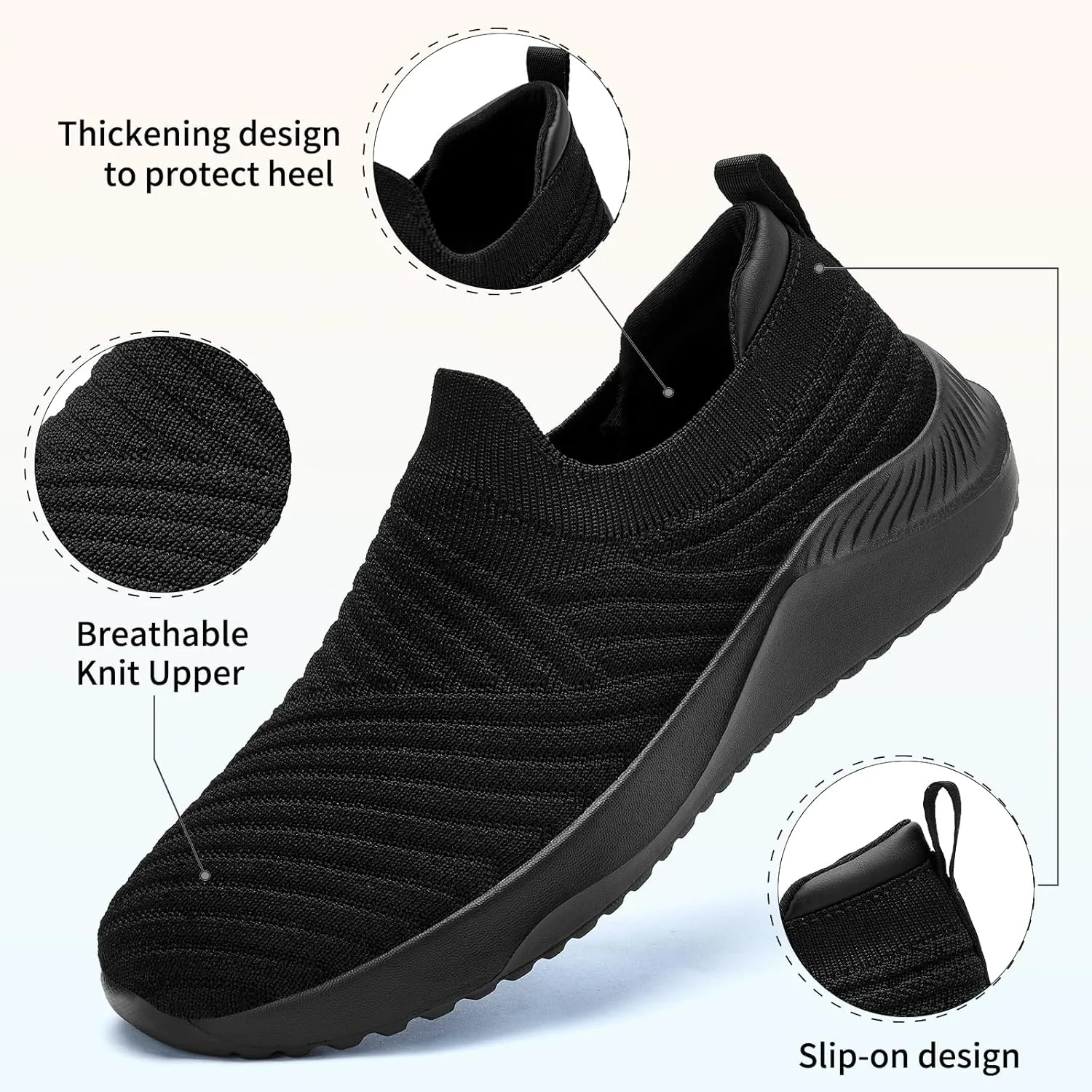 Womens Walking Shoes Slip on Sneakers Comfortable Knitted Mesh Sneakers Lightweight Casual Work Shoes