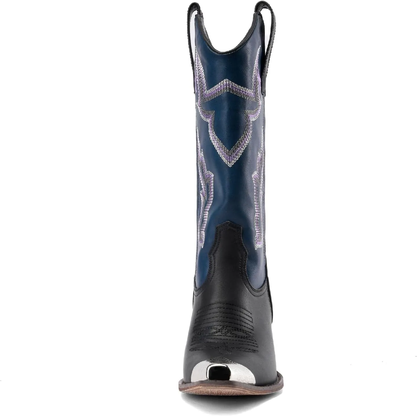 Women's Western Knee-high Boot Cowboy Boots for Women Cowgirl Mid Calf Boots Floral Embroidery Pointed Toe Chunky Heel 2.5" Ladies Western Boot