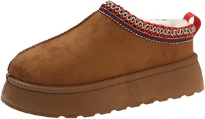 Women's Winter Slippers Platform Snow Boots Thickened Flat Boots Fur Lined Warm Durable Shoes Home Slippers Casual Shoes Anti-Slip Boot for Outdoor-40