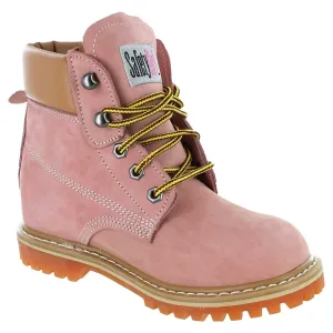 Women’s Work Boots | Waterproof Leather Work Boots for Women | Oil & Slip-Resistant Soft Toe Boots for Women | Premium Nubuck Leather | Lightweight and Comfortable | Pink Leather - 7.5M