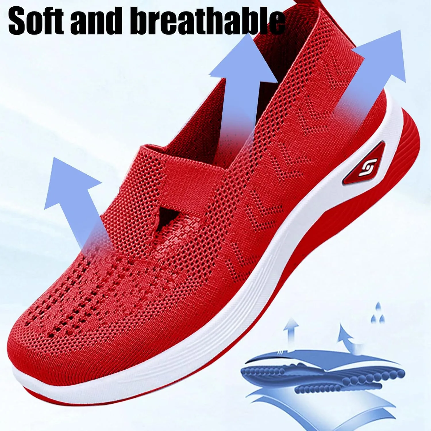 Women's Woven Orthopedic Breathable Soft Shoes Ortho Walking Non-Slip Arch Support Walking Slip on Shoes Comfort Casual Running Diabetic Foam Sneakers Mesh Up Running Going Out Flat Sneaker