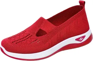 Women's Woven Orthopedic Breathable Soft Shoes Ortho Walking Non-Slip Arch Support Walking Slip on Shoes Comfort Casual Running Diabetic Foam Sneakers Mesh Up Running Going Out Flat Sneaker