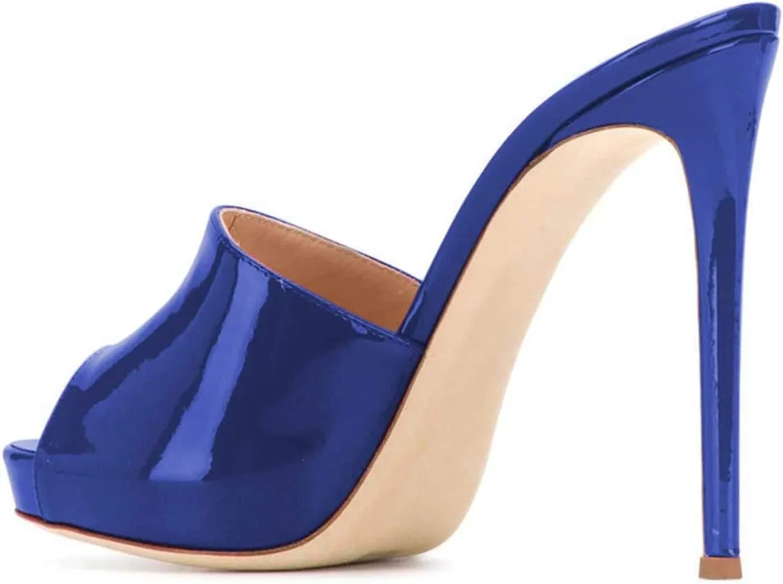 XYD Women Platform Slippers Slip On Stilettos Slides Sexy High Heel Mules Open Almond Toe Fashion Sandals Shoes