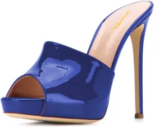 XYD Women Platform Slippers Slip On Stilettos Slides Sexy High Heel Mules Open Almond Toe Fashion Sandals Shoes