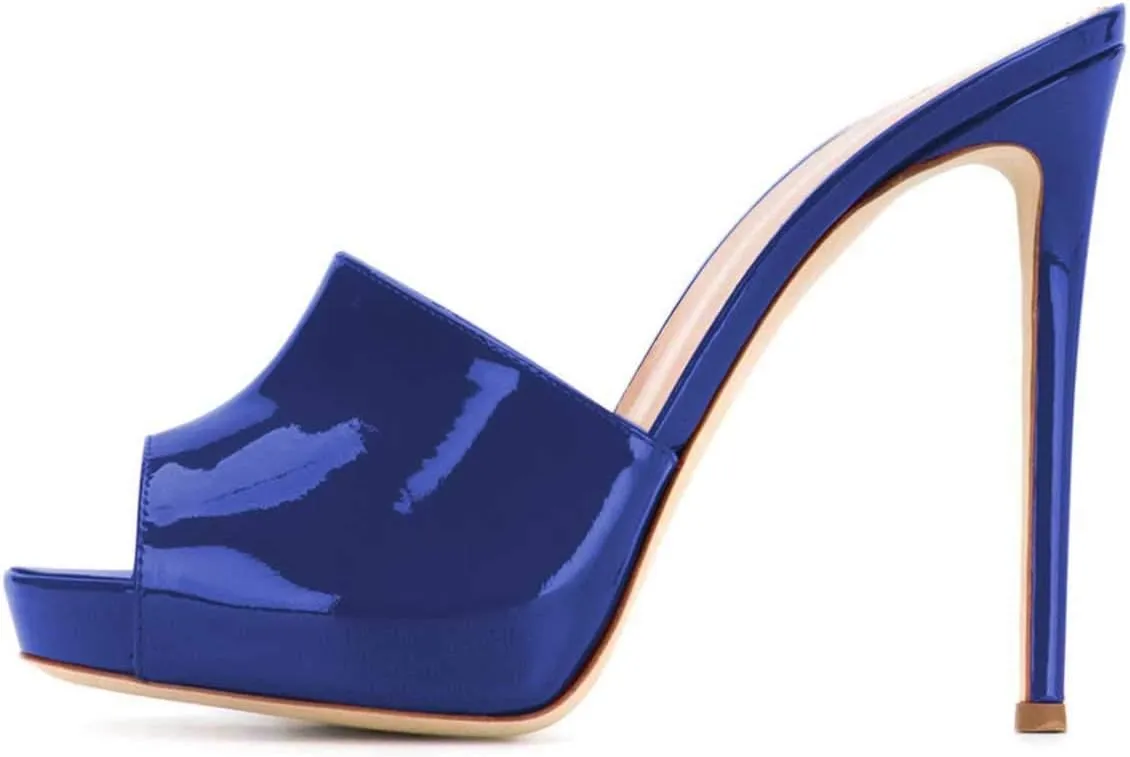 XYD Women Platform Slippers Slip On Stilettos Slides Sexy High Heel Mules Open Almond Toe Fashion Sandals Shoes