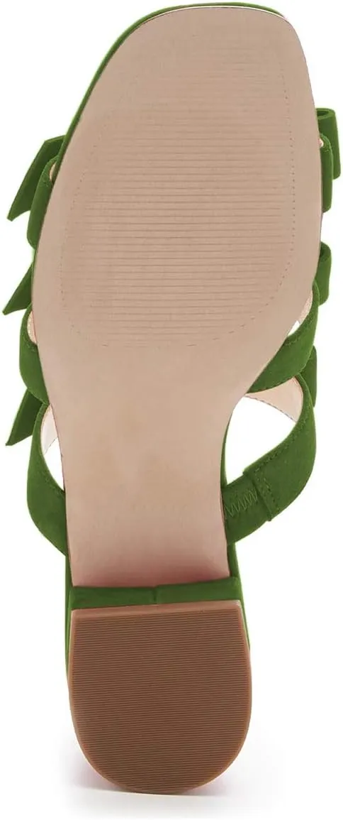 YDN Women Adorable Open Toe Low Heel Slide Sandals Slip on Clogs Mules Block Comfy Sandals Dress Shoes