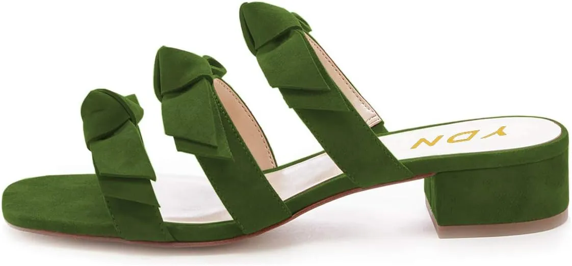 YDN Women Adorable Open Toe Low Heel Slide Sandals Slip on Clogs Mules Block Comfy Sandals Dress Shoes