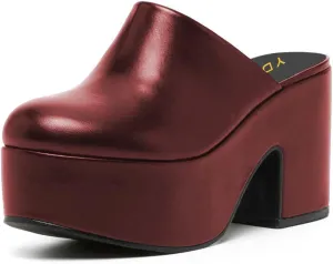 YDN Women Casual Block Heel Mules Cozy Platform Chunky Sandals Closed Toe Slip On Clogs Party Dress Daily Shoes Size 4-15 US