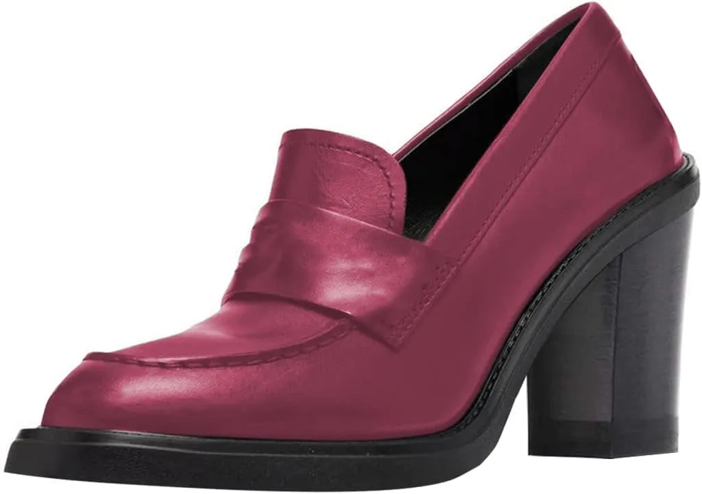 YDN Women Chunky High Heels Round Toe Oxford Loafer Shoes Slip On Office Work Pumps Size 4-16 US