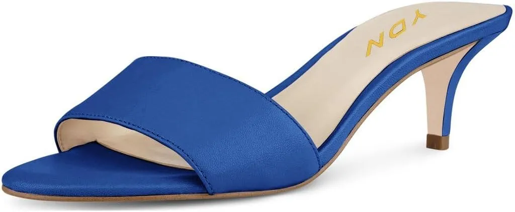 YDN Women Comfy Kitten Low Heel Mules Slip on Clog Sandals Open Toe Dress Pumps Slide Shoes Size 4-15 US