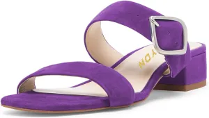 YDN Women Dressy Block Low Heel Mules Slip on Sandals Open Toe Pumps Slide Clogs Shoes