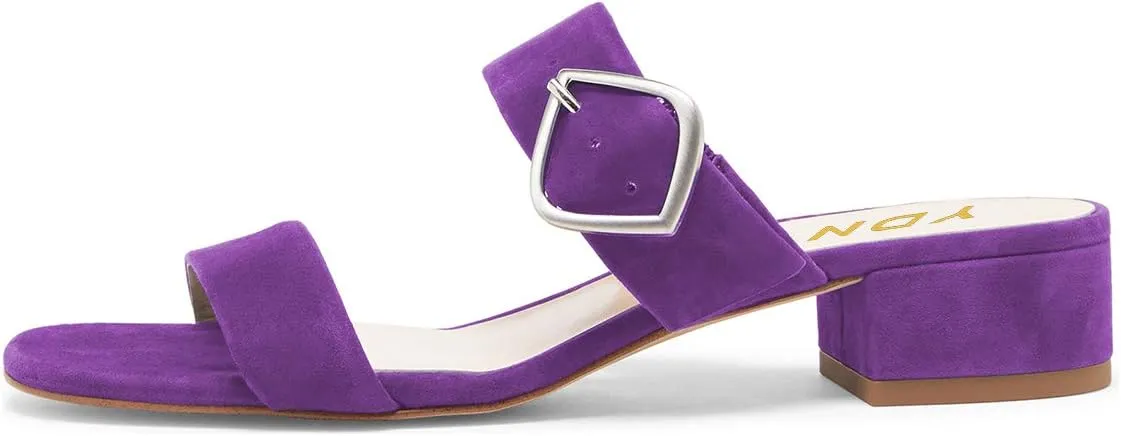 YDN Women Dressy Block Low Heel Mules Slip on Sandals Open Toe Pumps Slide Clogs Shoes