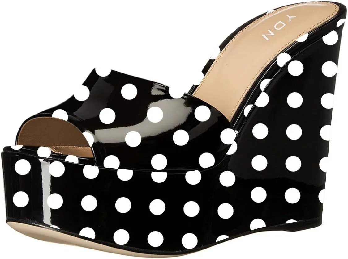 YDN Women High Heels Platform Mules Peep Toe Clogs Slip on Wedge Sandals Slide Backless Shoes Size 4-15 US