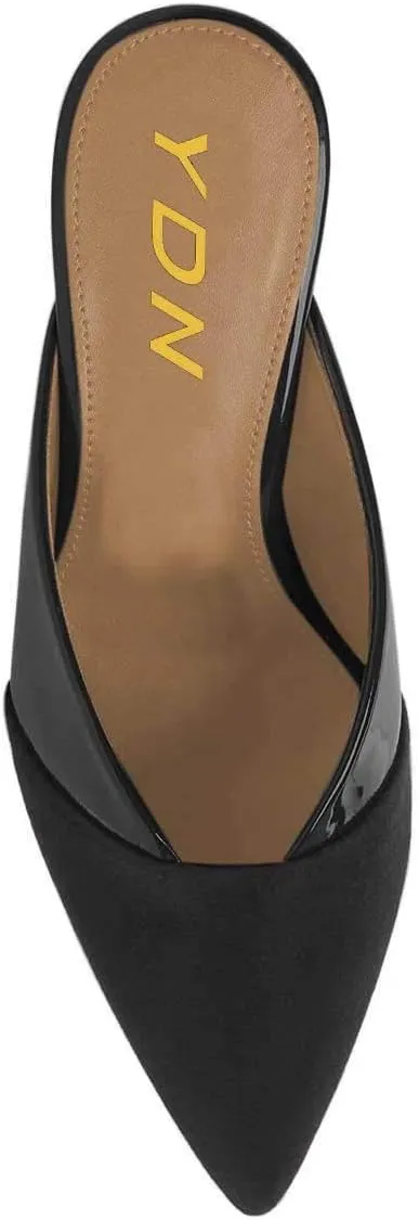 YDN Women Pointed Toe Mid Heel Clogs Mules Slip on Sandals Slide Dress Shoes Size 4-15
