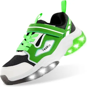 YESKIS Kids Boys Girls Light Up Shoes Lightweight Mesh Breathable Led Flashing FutuVibe Running Sneakers for Little Kid and Big Kid