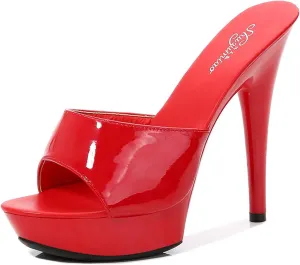 YIYA High Heeled Mules for Women Open Toe Stilettos Sandals Summer Platform High Heels Slides Dress Party Backless Shoes