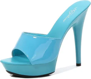 YIYA High Heeled Mules for Women Open Toe Stilettos Sandals Summer Platform High Heels Slides Dress Party Backless Shoes
