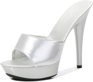 YIYA High Heeled Mules for Women Open Toe Stilettos Sandals Summer Platform High Heels Slides Dress Party Backless Shoes