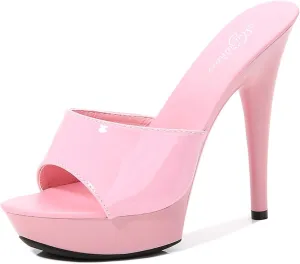 YIYA High Heeled Mules for Women Open Toe Stilettos Sandals Summer Platform High Heels Slides Dress Party Backless Shoes
