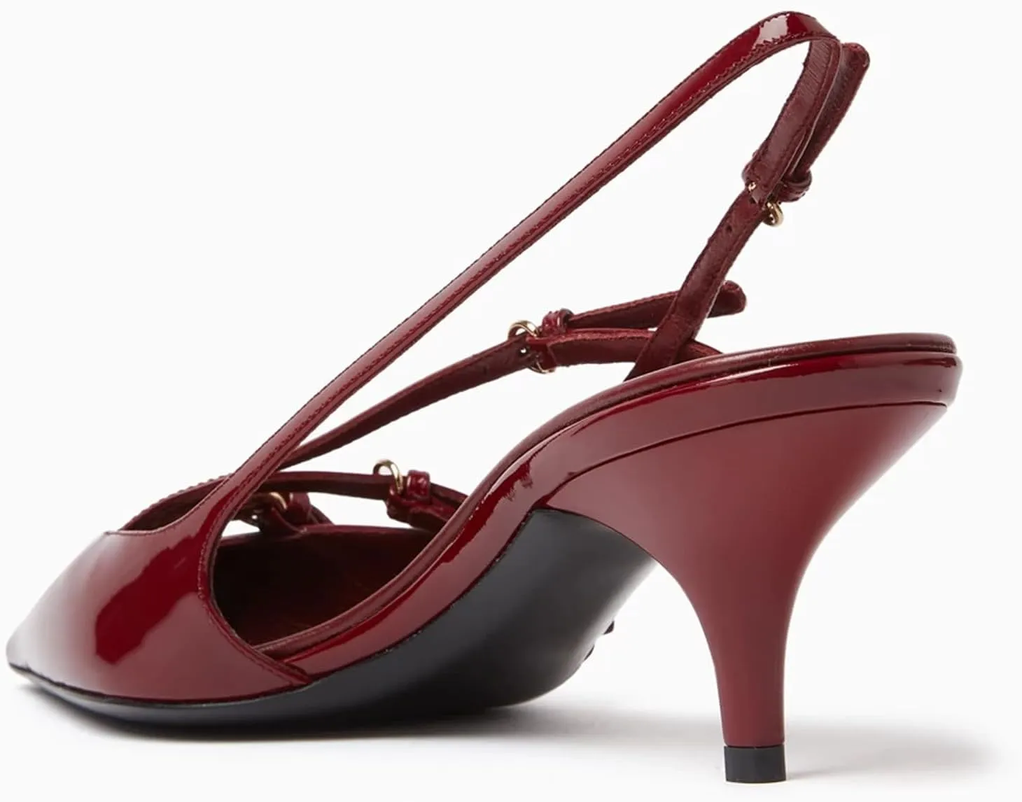 YIYA Women's Cherry Red Heels for Fall Slingback Closed Pointed Toe Stiletto High Heels Backless Slip-on Heeled Autumn Pumps Dress Shoes