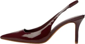 YIYA Women's Cherry Red Heels for Fall Slingback Closed Pointed Toe Stiletto High Heels Backless Slip-on Heeled Autumn Pumps Dress Shoes