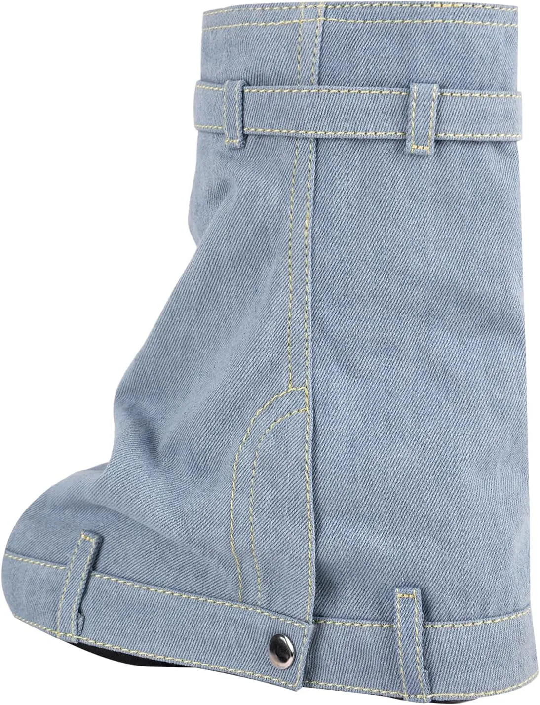 Yolkomo Women's Fold Over Knee High Denim Boots with Zipper Lock