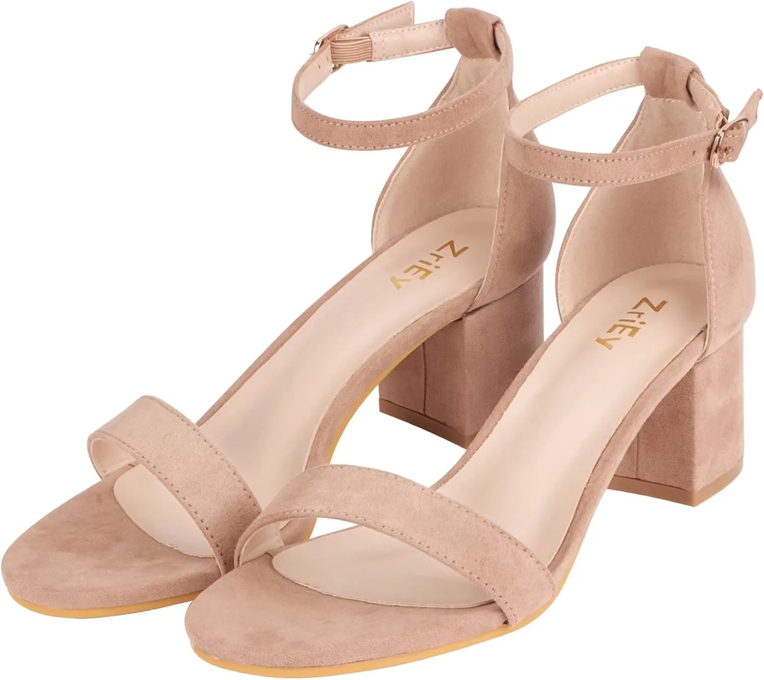 ZriEy Chunky Heels for Women Strappy Platform Sandals Open Toe Heeled Sandals Ankle Strap Adjustable Buckle Lucite Chunky High Heel Shoes