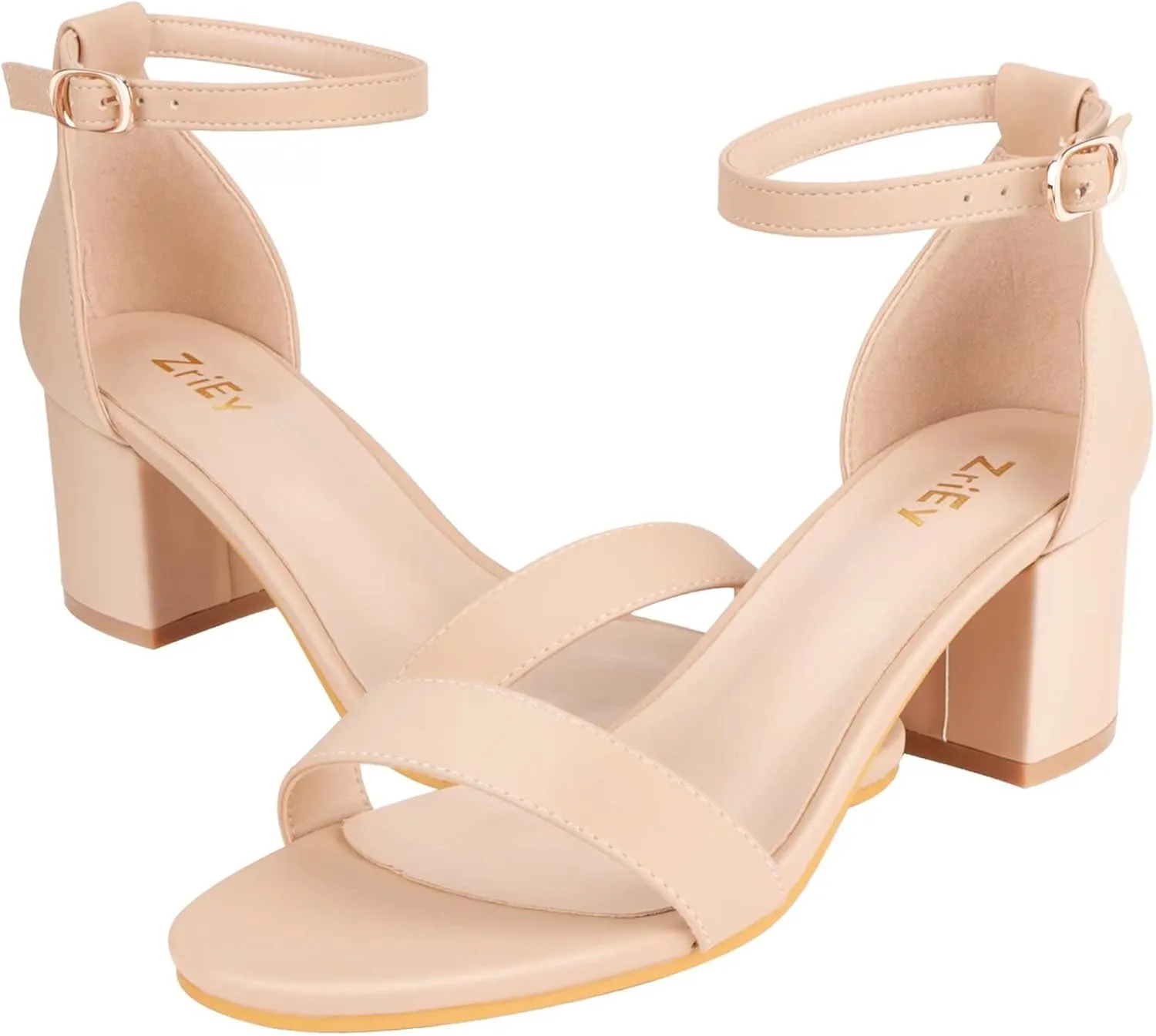 ZriEy Chunky Heels for Women Strappy Platform Sandals Open Toe Heeled Sandals Ankle Strap Adjustable Buckle Lucite Chunky High Heel Shoes