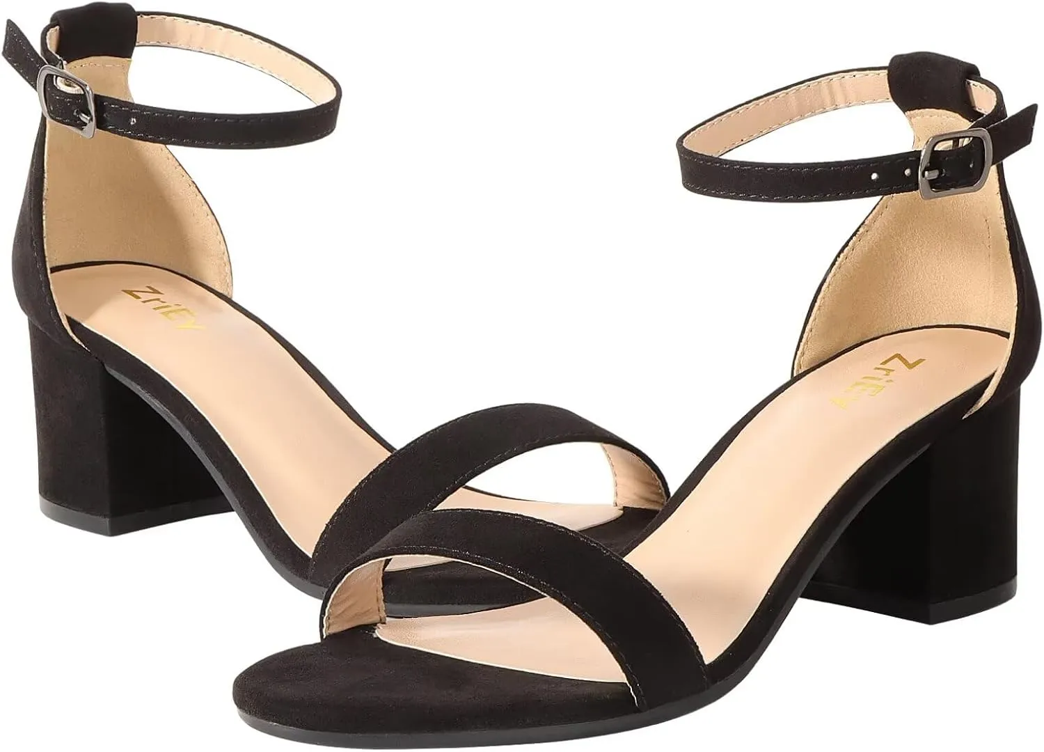 ZriEy Chunky Heels for Women Strappy Platform Sandals Open Toe Heeled Sandals Ankle Strap Adjustable Buckle Lucite Chunky High Heel Shoes