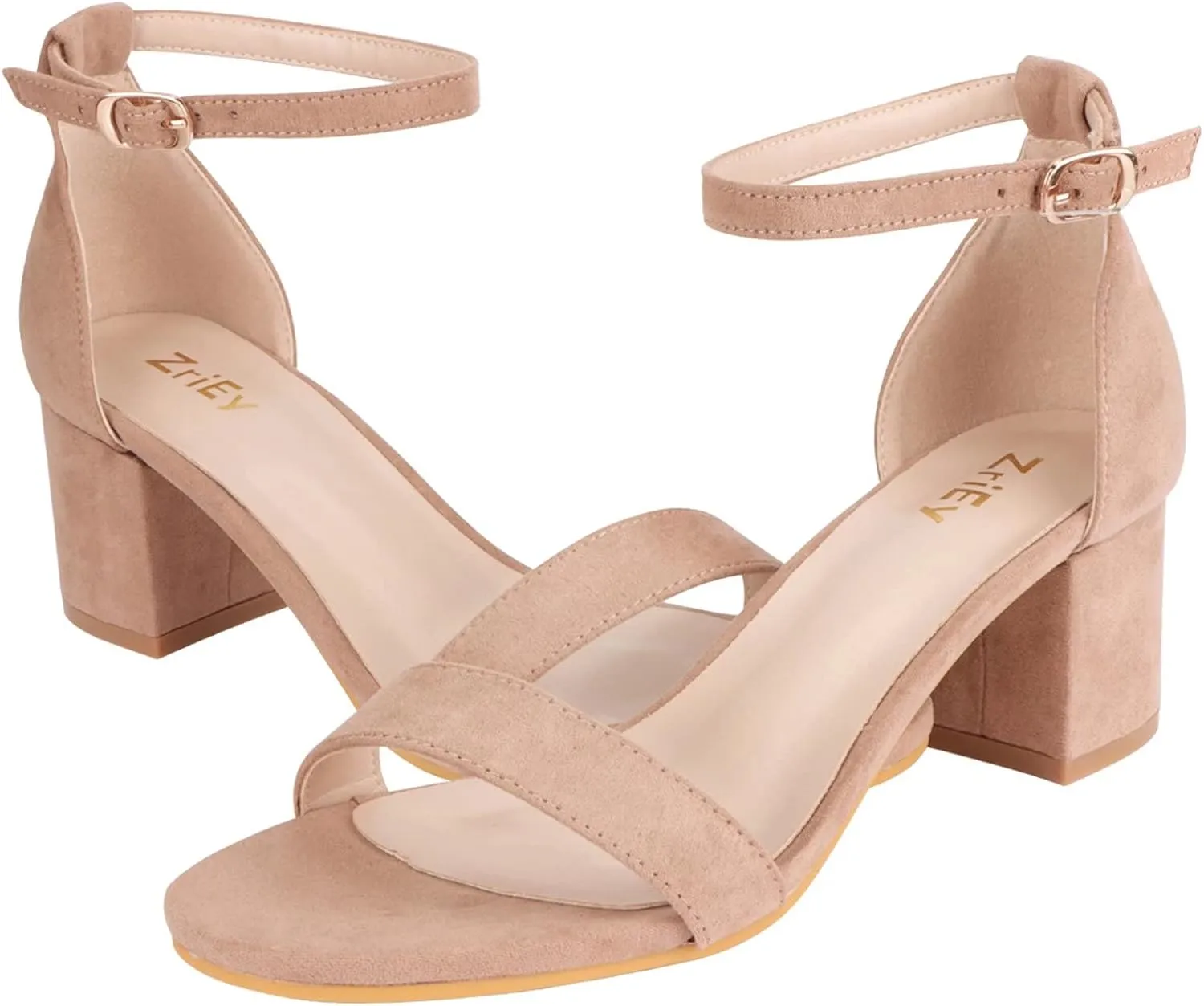 ZriEy Chunky Heels for Women Strappy Platform Sandals Open Toe Heeled Sandals Ankle Strap Adjustable Buckle Lucite Chunky High Heel Shoes