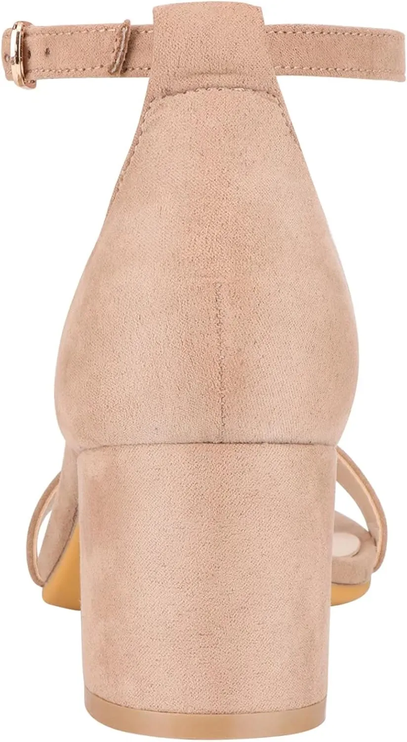 ZriEy Chunky Heels for Women Strappy Platform Sandals Open Toe Heeled Sandals Ankle Strap Adjustable Buckle Lucite Chunky High Heel Shoes