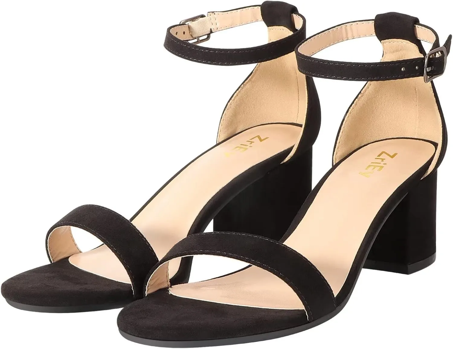 ZriEy Chunky Heels for Women Strappy Platform Sandals Open Toe Heeled Sandals Ankle Strap Adjustable Buckle Lucite Chunky High Heel Shoes