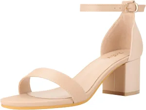 ZriEy Chunky Heels for Women Strappy Platform Sandals Open Toe Heeled Sandals Ankle Strap Adjustable Buckle Lucite Chunky High Heel Shoes