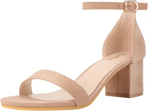ZriEy Chunky Heels for Women Strappy Platform Sandals Open Toe Heeled Sandals Ankle Strap Adjustable Buckle Lucite Chunky High Heel Shoes