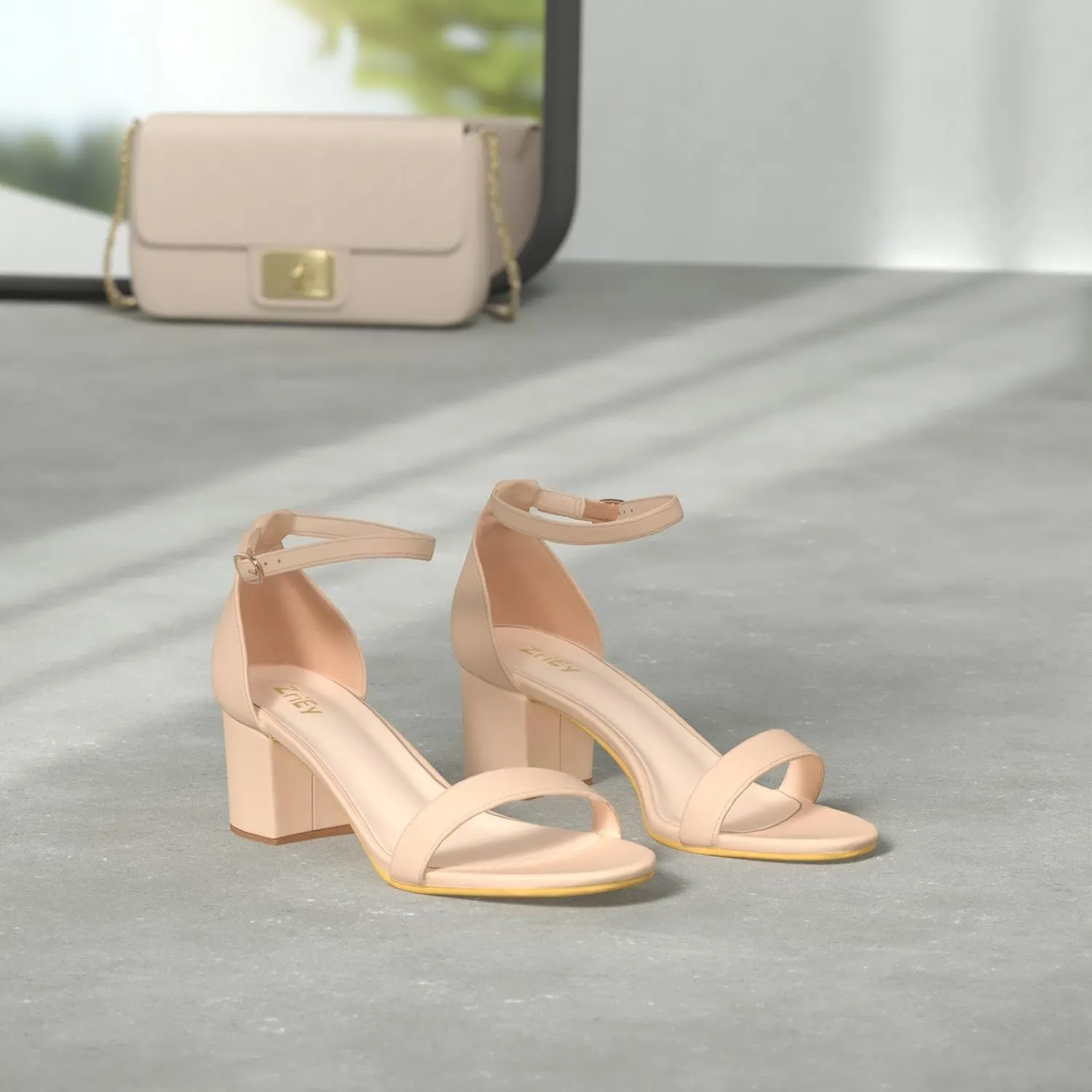 ZriEy Chunky Heels for Women Strappy Platform Sandals Open Toe Heeled Sandals Ankle Strap Adjustable Buckle Lucite Chunky High Heel Shoes