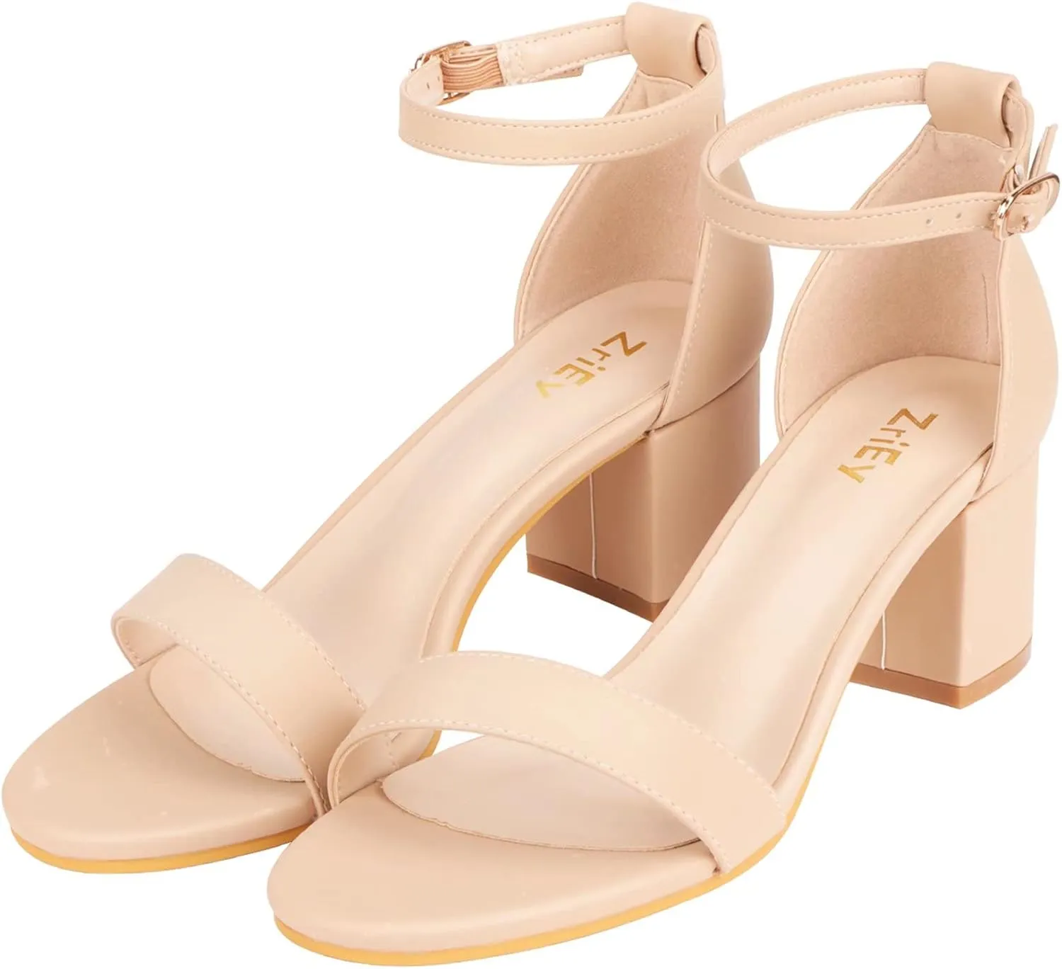 ZriEy Chunky Heels for Women Strappy Platform Sandals Open Toe Heeled Sandals Ankle Strap Adjustable Buckle Lucite Chunky High Heel Shoes