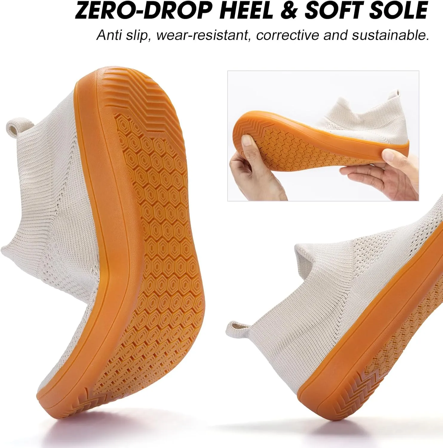 ZYEN Wide Toe Box Shoes Women Wide Width Sneakers Zero Drop Minimalist Barefoot Shoes Comfort Non-Slip Wide Running Walking Shoes